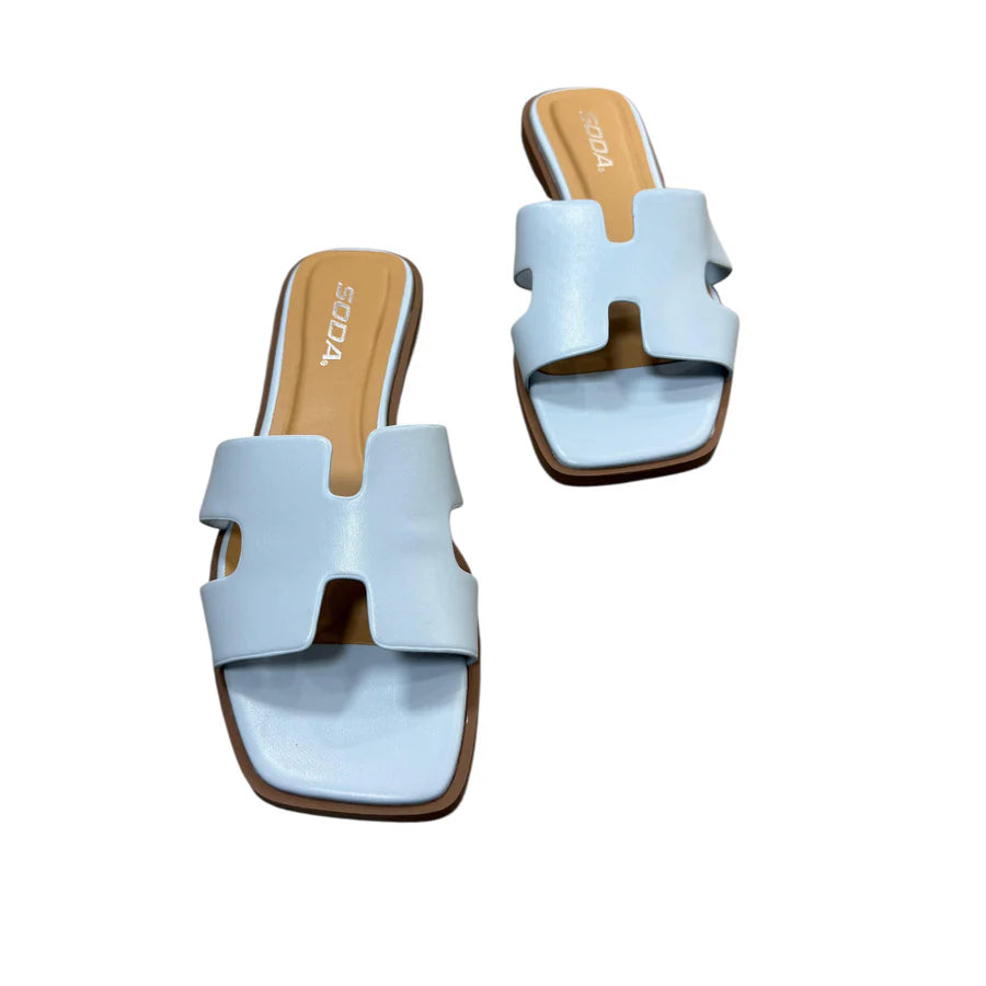 Sky Blue Knit Slides