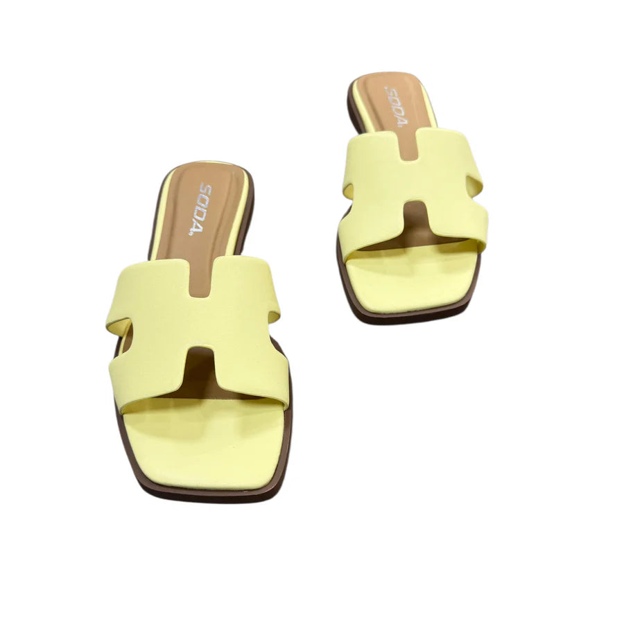 Yellow Knit Slides